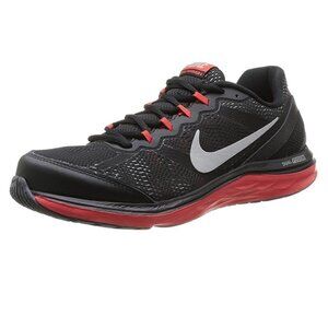Nike Men's Dual Fusion Run 3 Black Metallic Silver Sneakers 9.5